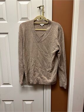 Talbots Taupe Speckled V-Neck Sweater
